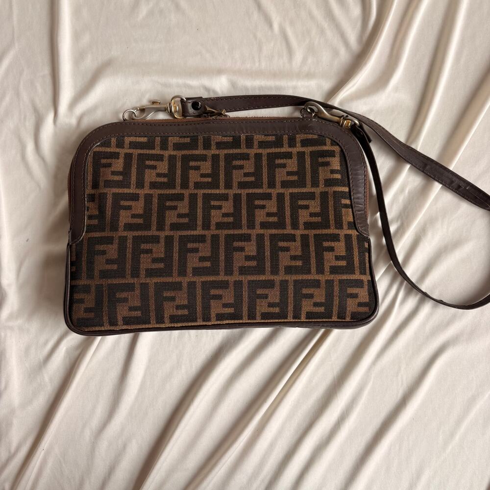 Vintage Fendi Zucca Canvas and Leather Monogram Thin Shoulder Bag - Picture 16 of 16